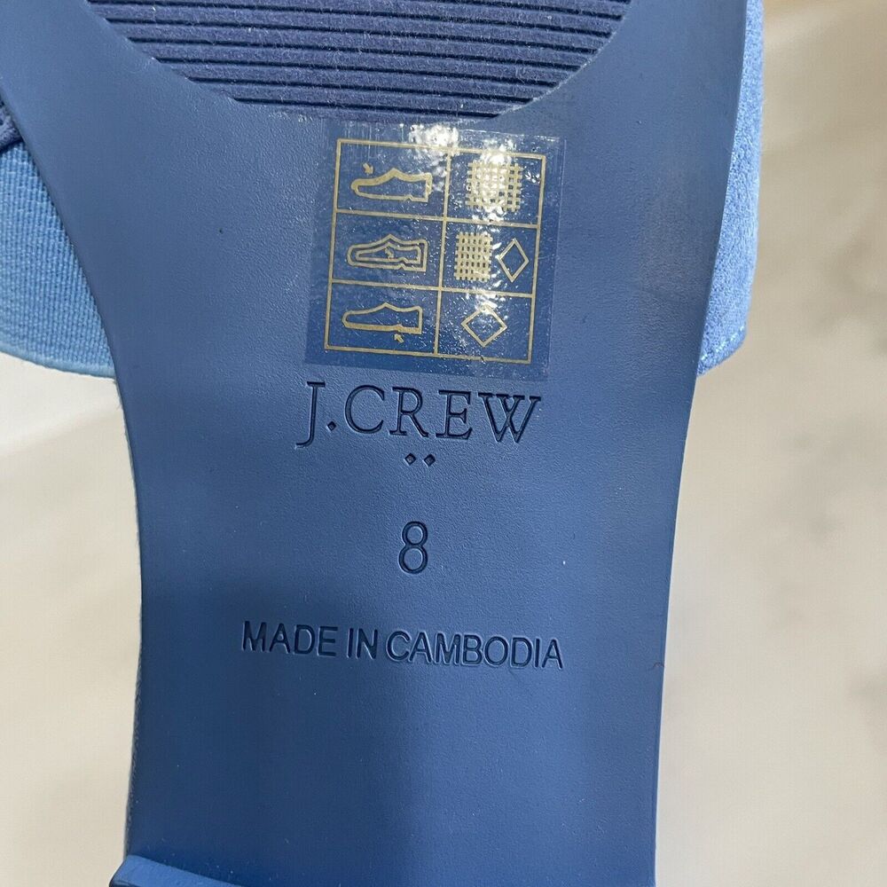 J. CREW Microsuede Single Strap Slide Sandals Women’s 8 Peri Blue Flat Shoe NEW - Picture 7 of 8
